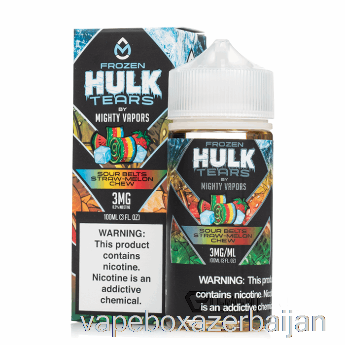 Vape Smoke Frozen Sour Belts Straw Melon Chew - Hulk Tears - 100mL 0mg